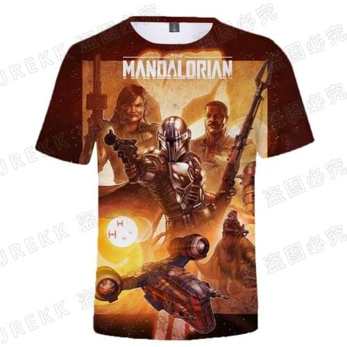 Children T-shirts Star wars The Mandalorian Boba Fett Baby Yoda Fashion Men T Shirt Summer 3D Print Male Clothing