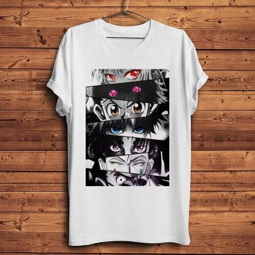 Hunter x Hunter GON Killua Eyes funny anime tshirt Men summer new White Casual short sleeve T Shirt Unisex OTAKU streetwear tee