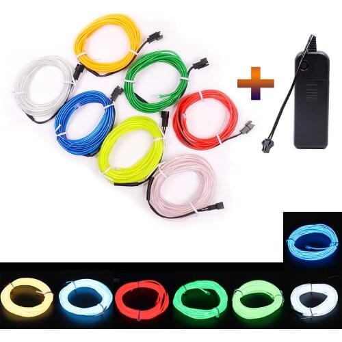 EL Wire 5V USB 3V Battery 12V Powered Flexible led Light strip Tube waterproof Car Party Clothing Wedding el wire + converter