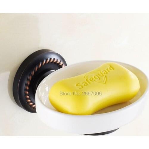 GIZERO Bathroom Accessories Soap Dish Wall Mounted Black Bronze Copper Brass Soap Holder ZR2613