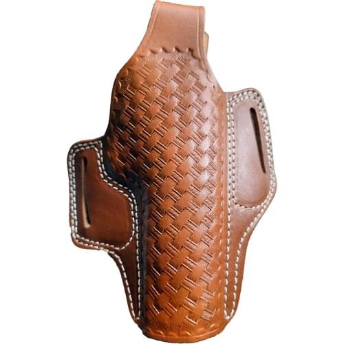 HS 2000 Real Cowskin Handmade OWB Carry Two Slot Pancake Thumb Break Pistol Firearm Gun Holster Pouch