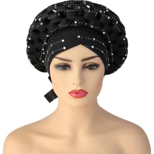 African Pattern Headwrap Pre-Tied Bonnet Turban Knot Beanie Cap Headwrap Hat Auto Gele indian