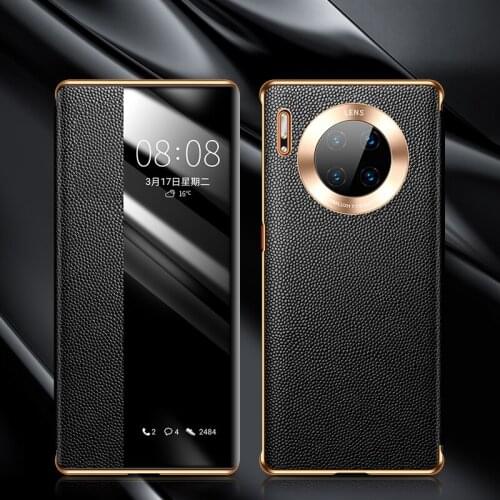 Huawei Mate 30 Pro Leather Flip Case Intelligent Sleep For Huawei P40 Mate30 Pro P Smart 2020 View Window Slide TO Answer Cover