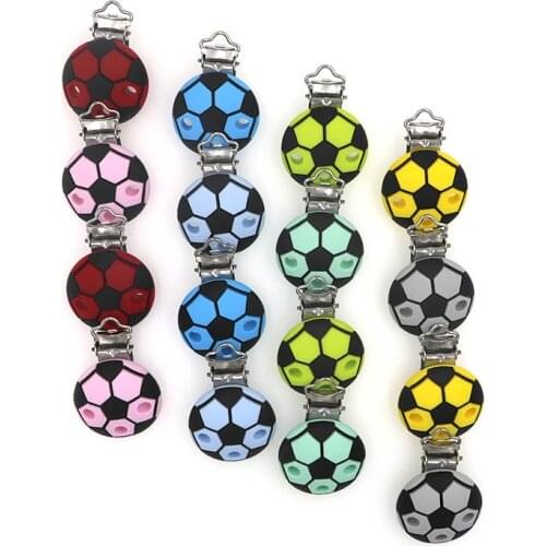 Kovict 10/20/50pc Round Football Silicone Clip Baby Nursing Necklace Safe Toys Accessories DIY Pacifier Chain Necklace Clamps