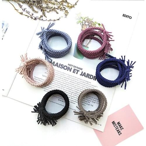 Cute Solid Tassel Headwear Hair Accessories For Women Headband Elastic Bands For Girls Hair Ring Scrunchy Band Kids Ornaments