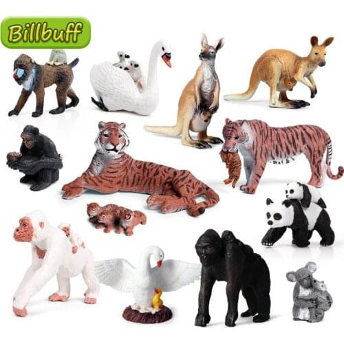 Simulation Wild Zoo Animals African Monkey Orangutan Models Action Figures Raccoon Bear Deer Figurines Miniature Collection Toys