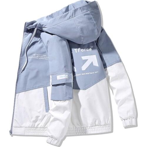 2021 Spring And Autumn Clothes Men Jacket Size 3XL Outwear Hooded Wadded Coat Slim Parka Mens Hooded Fashion Printed Jacket