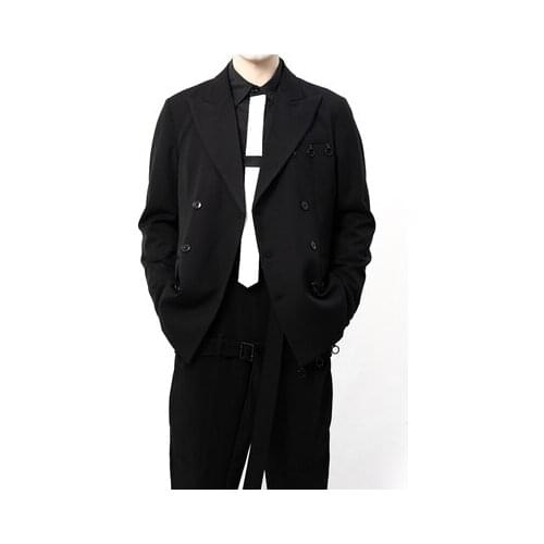 Mens suits style metal ring double-breasted dark original