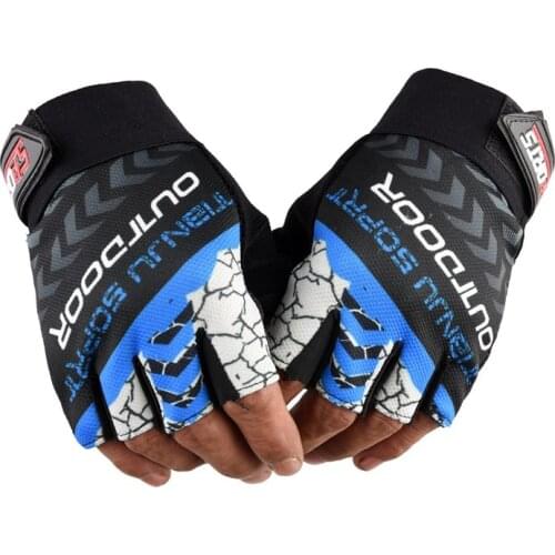 2021Men Color Matching Fishing Fitness Gloves Half Finger Gloves Outdoor Anti-Slip Combat Tactica Mittens Non-Slip Breathable