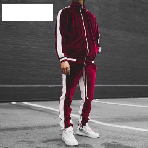Gold Velvet Tracksuit Mens Set Spring Autumn Sport Suit Male Plus Velvet Thick Hoodies+ Pants Warm Sweatshirt Autumn Sportswear