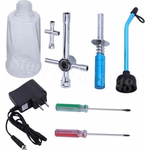 Nitro Gas RC Car Starter Kit Glow Plug Ignitor & Charger (US) Fuel Bottle Hex Crosses Wrench Screw Drivers Tools Set For Hobby