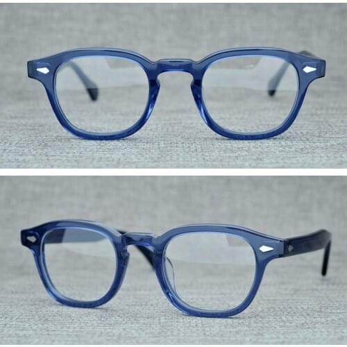 Optical Glasses Frame Men Women Johnny Depp Sunglasses Polarized lens Brand Vintage Blue Acetate glasses Frame Top Quality 005