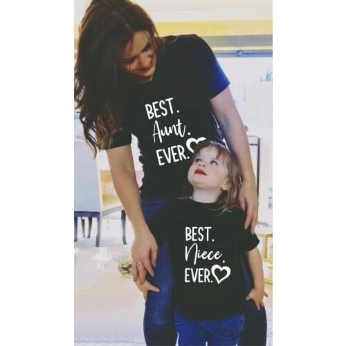 1pcs Matching Best Aunt Ever I Love Aunt Shirts Letter Print Aunt/Niece/Nephew Shirts Family Matching Clothes Outfits Look