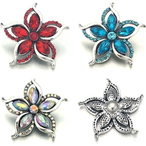 Wholesale w451 Flower 3D 18mm 20mm Metal Snap Button For Bracelet Necklace Interchangeable Jewelry Women Accessorie Findings