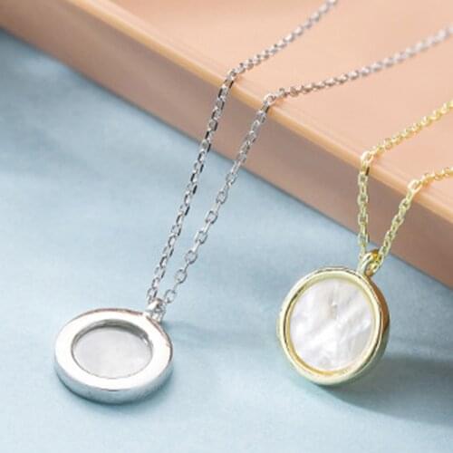 Necklaces For Women Chains Sterling Undefined Pendant Real Silver 925 Jewelry Fashion Goth Gold Double Round Shell Big Natural