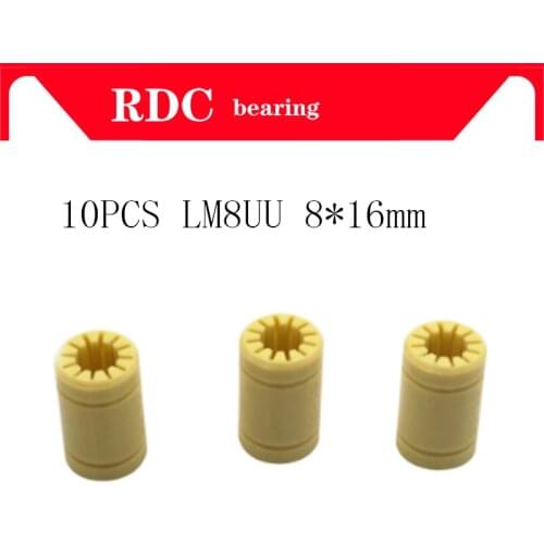 Free shipping New Promotion 10pcs/lot 8mmx16mm 3D Printer Bearings Shaft RJ4JP-01-08 Solid Polymer LM8UU Bearings for 3D Printer