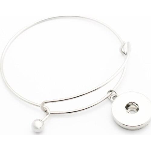 Hot selling 6pcs/lot silver ginger snap button adjustable expandable bangle bracelets for 18mm diy snap Pendant jewelry
