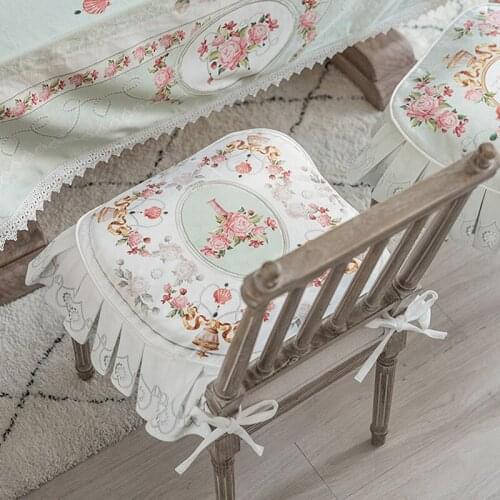 Romantic French Chair Cover High-end Velvet Rose Printed Chair Cushion Removable Washable Chairs Decorative Cover Cushions