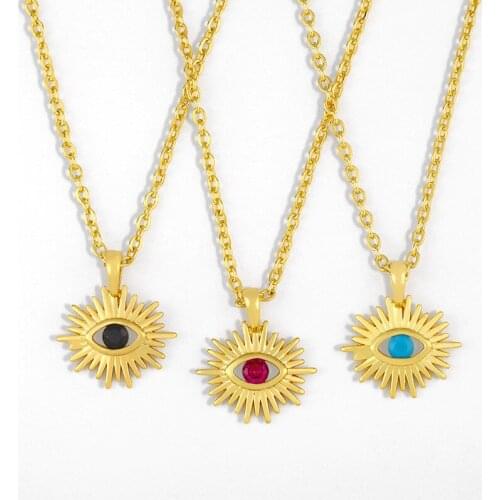 Blue Crystal Evil Eye Necklace For Women punk Cute Greek Eye Necklace Pendant Cubic Zirconia Turkish Trendy Jewelry Wholesale