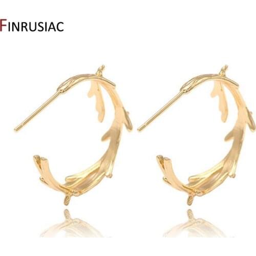 Fashion Trendy Plated 14k Gold Willow Leaves Post Earrings For Women Jewelry Fashion Statement Earrings Accessories Hot Sale