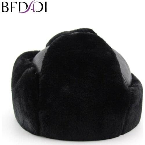 BFDADI 2020 Winter New Arrival Bomber Hats Warm Thickened Ear Flaps Cap For Men Big Size Russian Faux Fur Hat