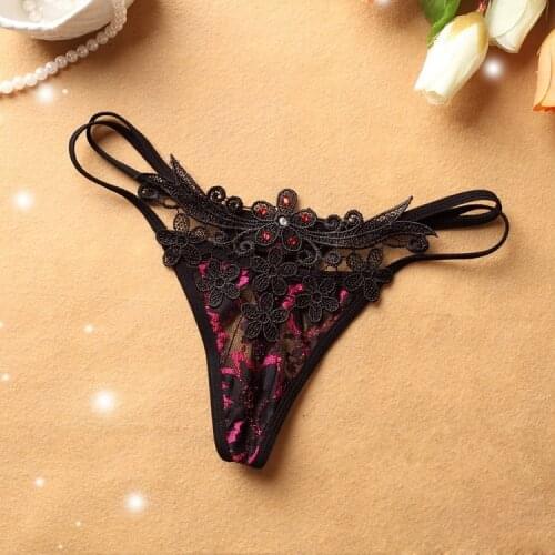 Sitonjwly Womens Sexy Thongs Lace Flower Briefs Thin Belt Bandage G-string Underwear Lingerie Panties Ladies T-back Briefs