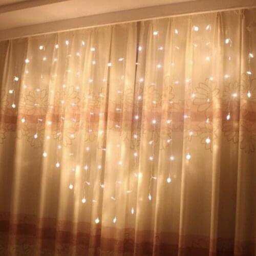 Heart-shaped Led Fairy String Curtain Light 2m*1.5m 124 Leds Valentine Xmas Christmas Light Wedding Party Window Garland Decor