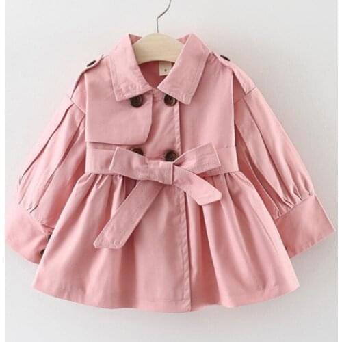 Baby Girls trench coat Casual Fashion Girls Windbreaker for Infant Cotton Trench Outerwear Long Sleeve Baby Girls