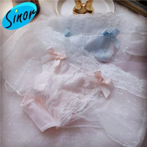 2020 Spring Sexy Underwear Women Full Lace Ribbon Womens Panties Mid-Waist Color Matching Hollow-out Large Size Underwear