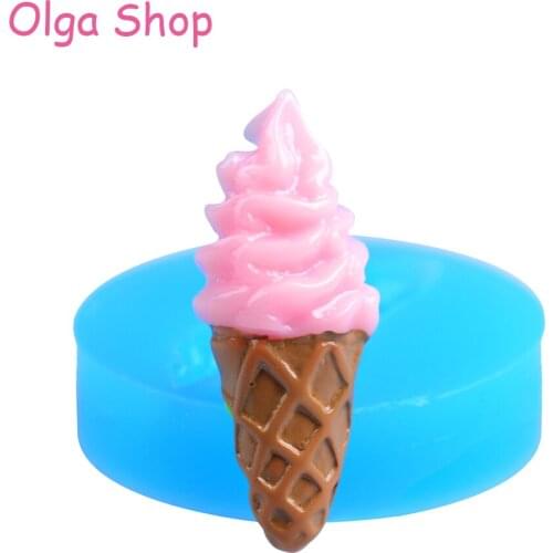 XYL051 Delicious Ice Cream Flexible Silicone Push Mold Polymer Clay Charms (Clay Resin Wax Epoxy Gum Paste Fondant)