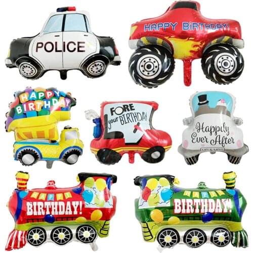 1PC Decor Supplies DIY Cartoon Car Balloons Car Train Foil Balloon Children Gifts Birthday Party Decorations Kids balls