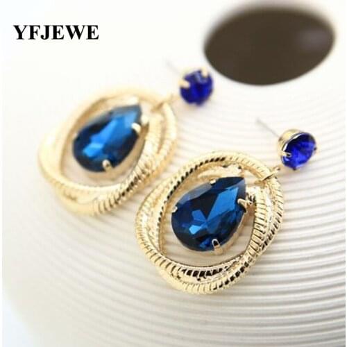YFJEWE Fashion Jewelry Blue water quality copper chain weaving earrings brincos Women Accessories Christmas Gift earrings #E186