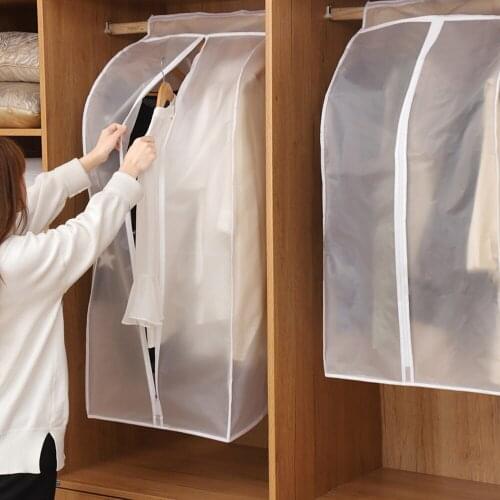 Garment Clothes Cover Protector Hanging Storage Bag Translucent Dustproof Waterproof Storage Bag for Wardrobe with Full Zipper