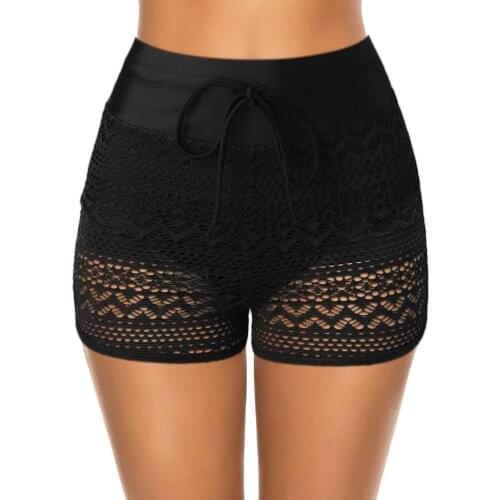 Women High Waisted Hollow Solid Color Bikini Swim Sexy Shorts Bottom Swimsuit Bandage Swimwear Bathing Summer Badpak 4 G2