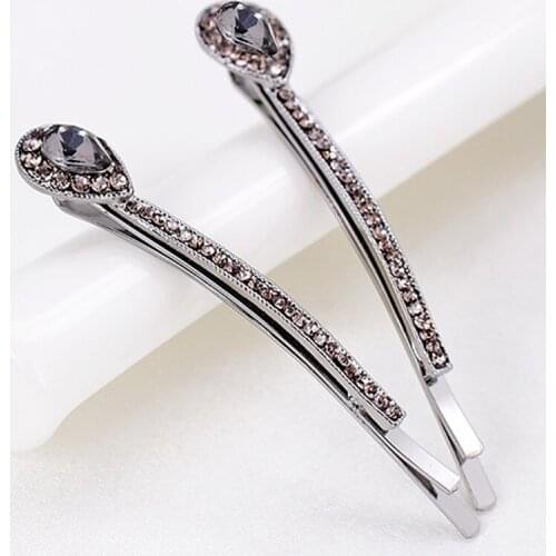1 Pair Vintage Hair Accessories Luxury Rhinestone Hair Clips Waterdrop Crystal Hair Barrette For Women Girls Jewelry