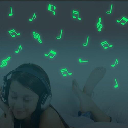 15pcs 3D Luminous Wall Sticker Musical Note Art Home Decor Vinyl Mural Wall Stickers For Living Room Kids Room DIY House Decals
