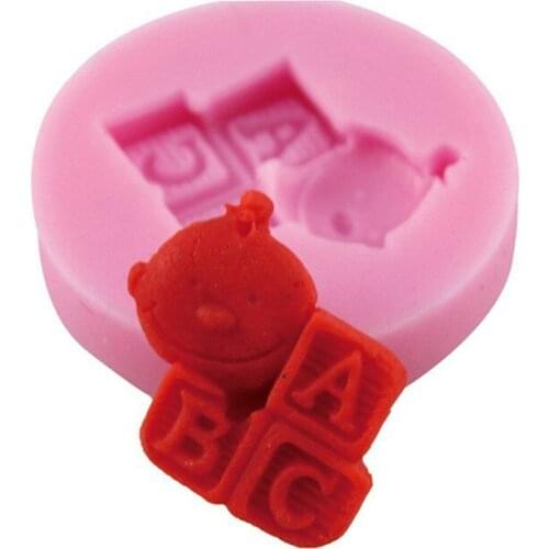 1Pcs Bear ABC Shape Cake Mold Chocolate Candy Jello 3D silicone Mold Cake Mold Bakeware Pastry bar Soap Mold Cake Tools