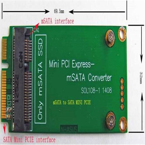 MSATA SSD to SATA Mini PCIE ssd adapter card