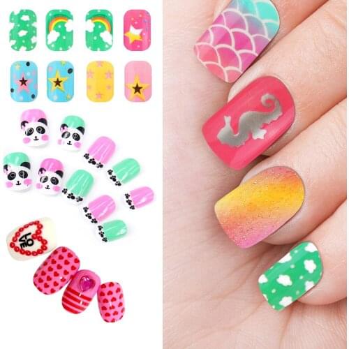 24PCSChildren False Nail Eye-catching Funny Artificial Finger nails Press on nail Self-adhesive Nail Decor Full Cover Fake Nails