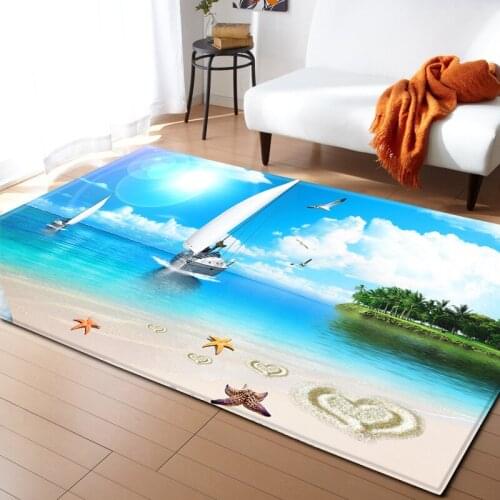 3D Beach Pattern Print Carpets For Living Room Bedroom Area Rugs Flannel Print On Demand Mat Child Kids Room Rug Floor Game Play