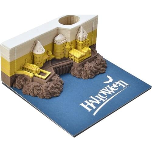 3D Three-dimensional Memo Pads Magic Castle Note Pad Novelty Design Construction Paper Carving Crafts Sticky Notes Creative Gift