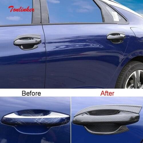 Tonlinker Exterior Car Door Handle/Bowl Cover Stickers For KIA K5 OPTIMA 2020-21 Car Styling 4 PCS ABS Chrome Cover Stickers