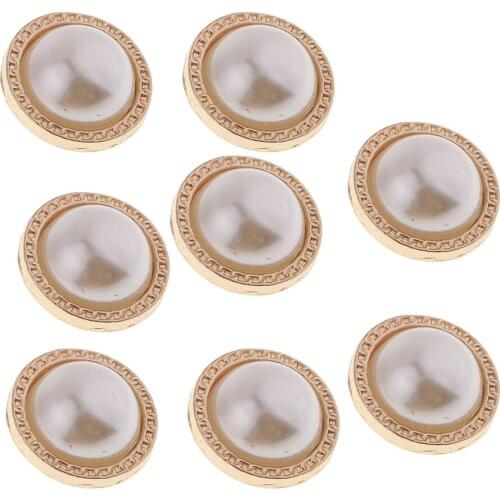 8Pcs Faux Pearl Shank Buttons 16mm Round Dome Wedding Costume Sewing Crafts
