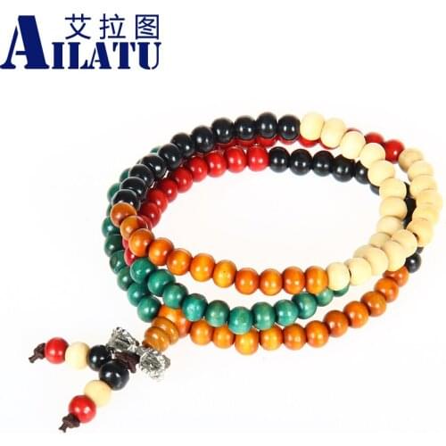 Ailatu Retail Tibetan Rosary Jewelry Bracelet 6x108mm High Quality Prayer Mala Beads for Men and Women Gift