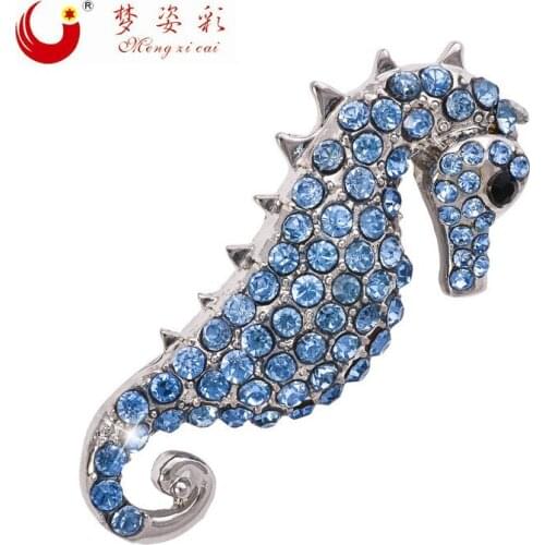 New Fashion Classic Sea horse Brooch for women Jogos vorazes Blue Rhinestone Hippocampus Brooches Lapel pins wholesale X1394