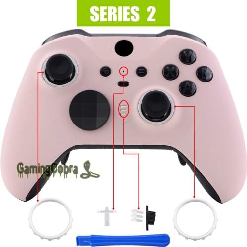 Sakura Pink Soft Touch Faceplate Front Housing Shell Case Replacement Kit for Xbox One Elite Series 2 Controller Model 1797