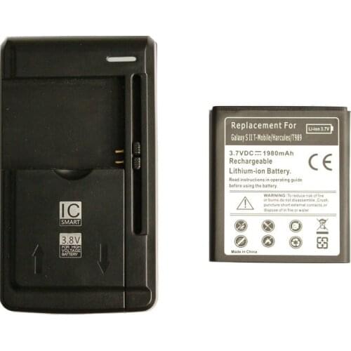 Ciszean 1x 1980mAh EB-L1D7IBA /U Replacement Battery + Charger For Samsung Galaxy S II S2 T-Mobile T989 i515 i717 E120L i547