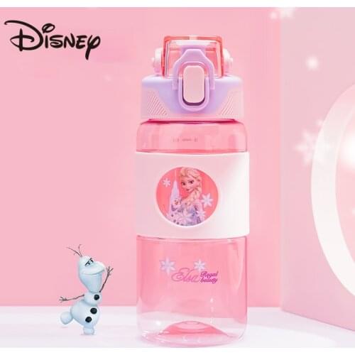 Disney childrens summer water cups with straws large capacity high appearance level men and women cute anti-drop water bottle