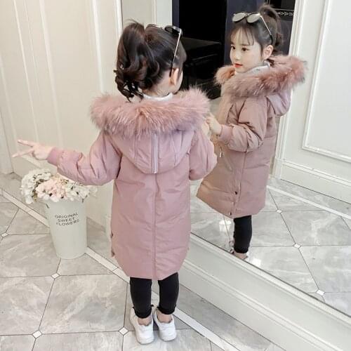 Winter Jacket for Girls 2020 Russian Children Snowsuit Warm Hooded Fur Outerwear Coat Kids Teenage Girl Parka 6-13 Years Clothes