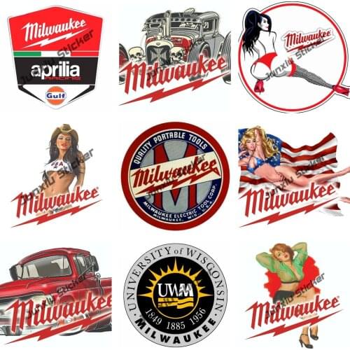 Milwaukee Electric Waterproof Car Stickers Sunscreen Decal Creative Laptop Windshield DIY Decoration Accessories KK13*13cm
